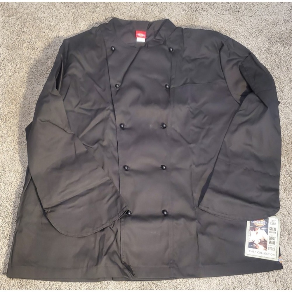 Dickies Black Chef Coat/ Shirt Size 52 / 2XL‎ NWT